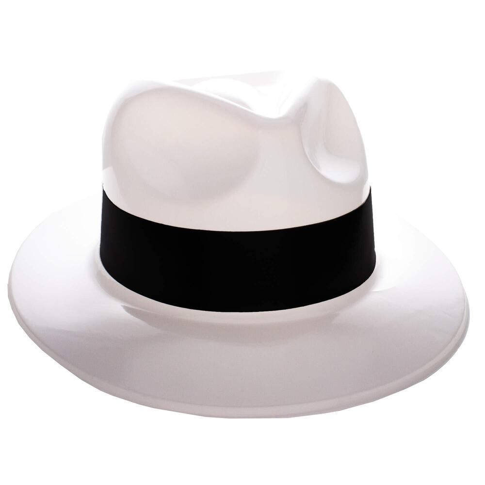 9884 New Years Ever 2025 Plastic Gangster Fedoras - 12 Pack - White
